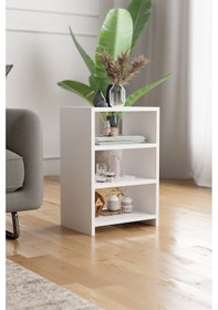 Resim 4 Raflı Komodin Yatak Odası Yanı Komodin Bölmeli Komodin Beyaz 