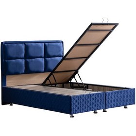 Resim Setaymobilya Baza, Grand Çift Kişilik Lacivert Baza + Başlık Seti 