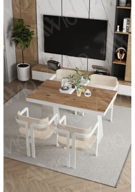 Resim Avvio Lato Lake Mdf Ayak Tokyo Demonte Sandalye 80x120 Yemek Masası Mutfak Masası 4 Kişilik Akça 