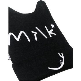 Resim Cramerr Penye İnterlok Milk Baskılı Bebek Bere Kulak Detaylı 