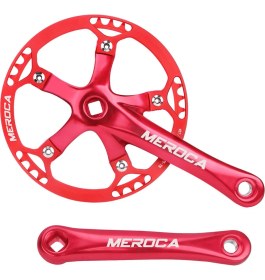 Resim Sagrado Meroca Bisiklet Kare Delik Krank Takımı Hızlı Katlanır Bisiklet Krank Takımı 45T Kare Delik 170MM 130 Bcd Krank Kırmızı (Yurt Dışından) 