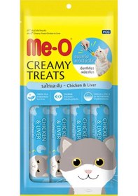 Resim Me-O Creamytreats Tavuklu ve Ciğerli Sıvı Kedi Ödülü Maması 4 x 15 G 