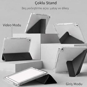 Resim Coverzone Samsung Galaxy Tab S10 Lite ile uyumlu Kılıf SM-X400 Saydam Arka Kapak Flip Smart Cover Katlanabilir Standlı Darbe Emici Koruyucu Tablet Kılıfı Akıllı Uyku Özellikli Mavi 