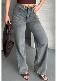 Resim İsiltikidsmoda Palazzo Bıyık Kar Yıkama Buz Mavi Jeans Pantolon D2008 Mavi 