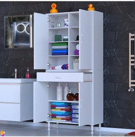 Resim Eliusta Nexa Modüler Dolap 85 Cm Banyo/mutfak Dolabı Extra Kullanım Alanlı 85x173x32,5 Cm Beyaz Dolap Beyaz 