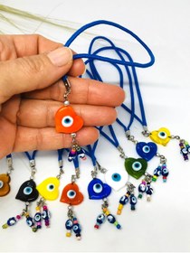 Resim Azrua Turuncu Cam Kalp Şekilli Araba Nazarlık, Cam Araba Süsü, Cam Araba Aksesuarı 