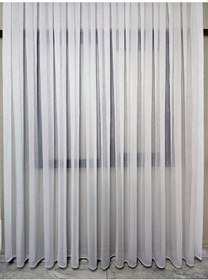 Resim Çizgili Gümüş Simli Tül Perde Ekru 1 E 2,5 Pileli Et4020gumus 