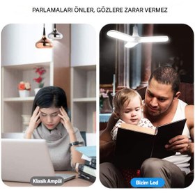 Resim Badem10 Dört Pervaneli Tasarruflu Ampul 60 W Led Lamba Beyaz E27 Duy 5400 Lümen Uzun Ömürlü 220 Volt 1 Adet 