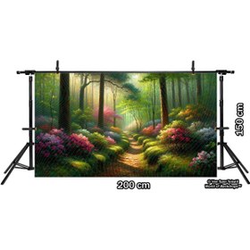 Resim Venspor Renkli Çiçeklerle Dolup Taşan Orman Yolu Arkaplan, 200x150cm, Fon, Duvar Örtüsü 