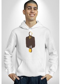 Resim Görünmez İnsan Takım Elbise Kadın Erkek Beyaz Kapüşonlu Sweatshirt Hoodie Beyaz 