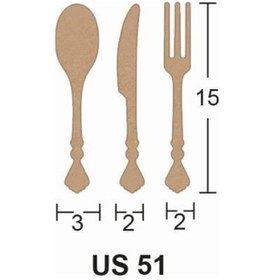 Resim Ahşap Çatal Bıçak Kaşık Set 15X3+2+2 Cm 8 Mm Us51 