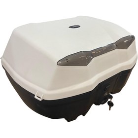 Resim TİEN MOTOR Tien 52 Litre Motosiklet Çantası - Beyaz - Otomatik Kilit (SIRT DAYAMA PEDİ DAHİL) 