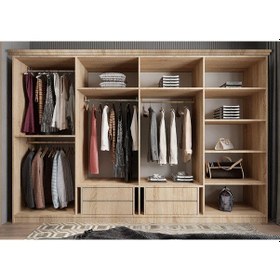 Resim Sementa Membran 8 Kapaklı Gardırop Montaj Dahil Meşe-byz 320 Cm 