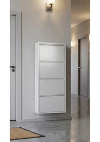 Resim Dörtlü Metal Ayakkabılık Premium Beyaz Beyaz 