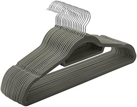 Resim SONGMICS Kadife Elbise Askısı 20'li Set Kaymaz Küçük Bağlantı Demiri 360° Dönen Kanca 0,6 cm Kalın Yerden Tasarruf 43,5 cm Uzun Coats Pantolon için Gümüş Gri CRF20V 
