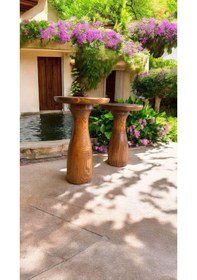 Resim Modern 2'li Yan Sehpa Takımı Açık Ceviz Ahşap Tasarım Kahverengi 