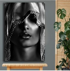 Resim Kanvas Tablo Gümüş Örtülü Afrikalı Kadın 