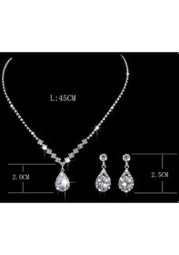 Resim Chavin Düğün Nişan Kına Damla Taşlı Kadın Kolye Küpe Set Eg86 Çok Renkli 