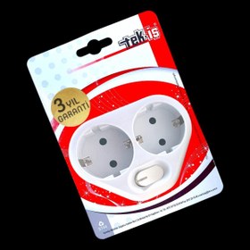 Resim Tek-İş Tek-iş Ikili Fiş Priz Çoklayıcı Anahtarlı Topraklı, Beyaz 2 Li Golyat Çocuk Koruma Kilitli 