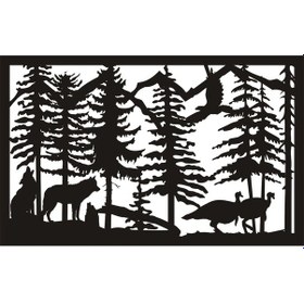 Resim Xpetrana- Kurtlar Hindiler Ve Orman Temalı Duvar Dekor Sticker 40 X 24 Cm 