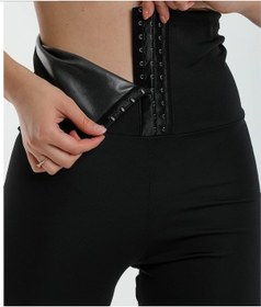 Resim Termal Sauna Tayt Tertleme Taytı Tayt Agraflı Yüksek Bel Sauna Siyah 