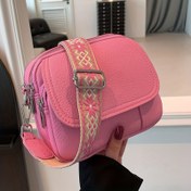 Resim Solid Renk Kare Çapraz Çanta, Geniş Askılı Kadın Moda Küçük Cüzdan Fermuarlı 