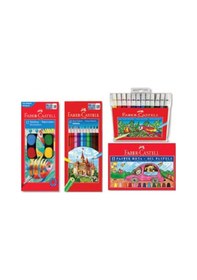 Resim Faber Castell 12'li Pastel Sulu Kuru Boya Keçeli Kalem 4'lü Boya Seti 