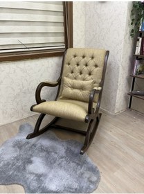 Resim Asedia Rustik Ceviz Sarı Sallanan Sandalye Dinlenme Koltuğu 