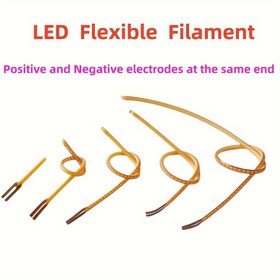 Resim 3 Paket LED Yumuşak Silament Şeritler: DC3V, Aynı Uçtaki Pozitif ve Negatif Elektrodlar, 25mm/80mm/130mm/300mm Spiral Ampuller, Edison Ampulleri, Dekoratif, Kreatif Hediyeler için DIY, Fleksibl Filament Diyot 