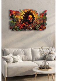 Resim Bob Marley'nin Renkli Dünyası - Metal Tablo 