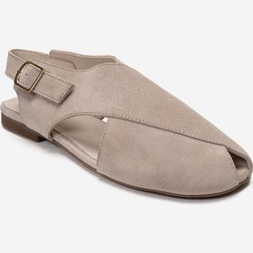 Resim Luvishoes Monaro Bej Süet Hakiki Deri Kadın Sandalet 