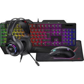 Resim Havit Gamenote KB905CM-TUR 4'lü Gaming Set – Klavye, Mouse, Kulaklık, Mousepad – Rainbow Aydınlatma, Türkçe Q, Pc Uyumlu 