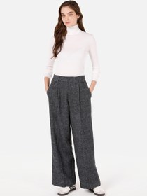 Resim Regular Fit Yüksek Bel Geniş Paça Kadın Gri Pantolon Colin's
