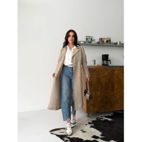 Resim Comstar Kadın Klasik Cepli Kuşaklı Trend Midi Krem Trençkot 