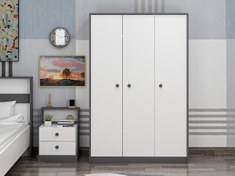 Resim Life 3 Kapaklı Gardırop Beyaz - Antrasit 