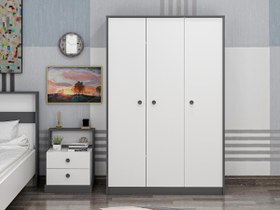 Resim Life 3 Kapaklı Gardırop Beyaz - Antrasit 