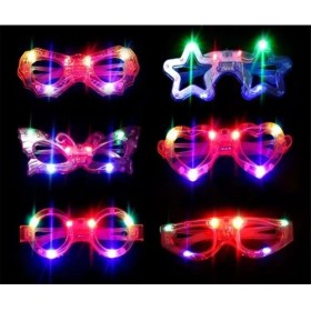 Resim LED Işıklı Yanar Söner Parti Gözlüğü Seti 6 Adet 