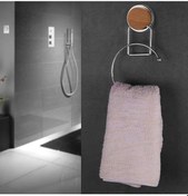 Resim Okyanus Home Ahşap Desenli Magic Fix Sihirli Yapışkan Krom Yuvarlak Havluluk Metal 