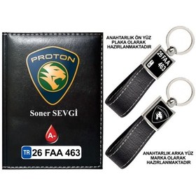 Resim Plakanıza Özel Proton Logolu Siyah Ruhsat Kabı Ve Anahtarlık 