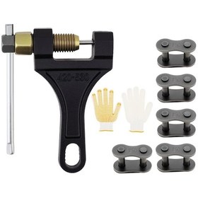 Resim Dream011 Siyah Yüksek Karbonlu Çelik 420/428/520/525/528/530 Zincir Ve Tamir Seti Eldiven Zincir Aracı 