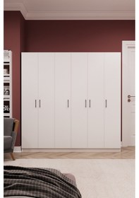 Resim %100 Mdflam 6 Kapaklı 180cm Gardrop G-06 G-06 Beyaz 