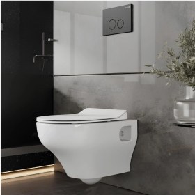 Resim Ness Kanalsız Açık Montaj Asma Klozet NS322, Ness Duroplast Yavaş Kapak 