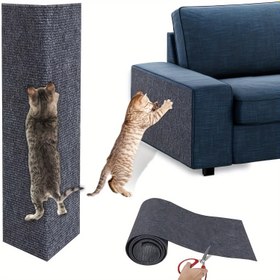 Resim Kesilebilir Kedi Tırmalama Matı, 39.88cm X 199.9cm Kendinden Yapışkanlı Kedi Tırmalama Postu Halısı Yedekliği, Kanepe ve Koltuk için Mobilya Koruyucu, DIY Kedi Ağacı Tırmanma Halısı 