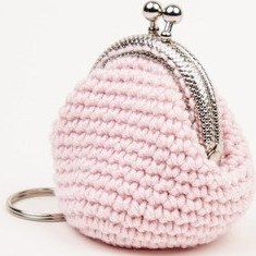 Resim Fabric Craft Bag Mini Bozuk Para Cüzdanı Anahtarlık Klipsli Açık Pembe 