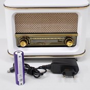 Resim Ahşap Retro Nostaljik Radyo Beyaz İstanbul Model Şarjlı Pil+Adaptörlü Otantik Çarşı