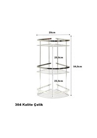 Resim Geseus Paslanmaz Üç Gözlü Banyo Köşe Rafı Şampuanlık 304 Kalite P Çok Renkli 