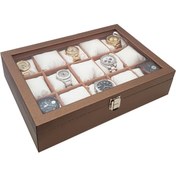 Resim Chavin 15 Li Diamond Bronz Deri Ahşap Camlı Saat Kutusu St15-58 