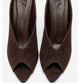 Resim Luvishoes Pelına Kahverengi Süet Kadın İnce Topuklu Terlik 