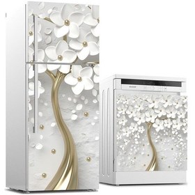 Resim Buzdolabı Ve Bulaşık Makinası Beyaz Eşya Sticker Kaplama 3D Beyaz (540884457) 