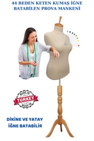 Resim Manken İstanbul Yüksek Kalite 44 Beden Keten Kumaş Full Iğne Batabilen Terzi Mankeni Prova Mankeni 